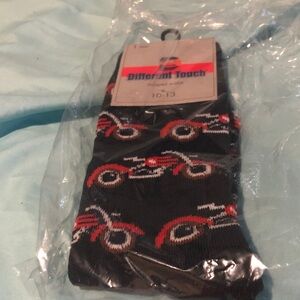 Different Touch Motorcycle Pattern Dress Socks New With Defects Size 10-13 Mens
